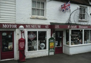 Falstaff Antiques in the village of Rolvenden is the home of the C M Booth Collection of Historic Vehicles. We are certain that during the week before Mog13 there were very many Morgans parked near here.